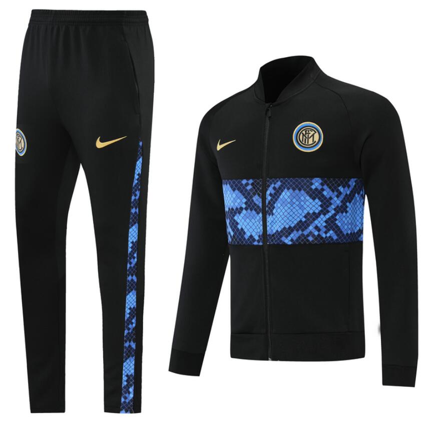 2021/22 Inter Milan Black Blue Training Kits Jacket with Pants